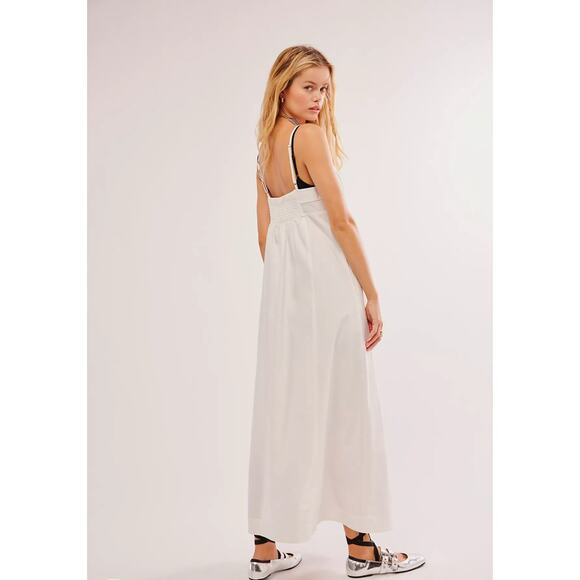 Free People Just Jill White Button Front Maxi Dress Cottage Style Size Small - Picture 2 of 9